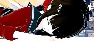 Maki Harukawa – Horny teen plays with huge cock in her bedroom in Danganronpa henati porn
