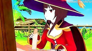 Konosuba Hentai: Megumin Hand Job Kazuma’s Big Cock