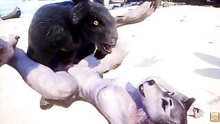 Lunatic Life Rasha Furry Wolf Girl at the Beach