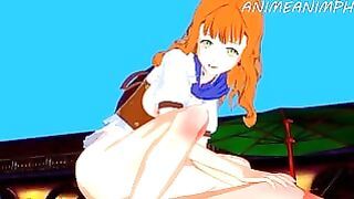 Mimosa Vermillion – Busty redhead teen enjoys massive dick in Black Cover hentai porn