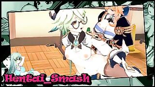 Sucrose and Jean – FUTA redhead satisfies her horny gilrfriend from behind in Genshin Impact hentai porn