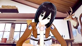 Mikasa Ackermann – Wild beauty plays with a huge dick in Attack on Titan hentai porn