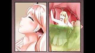 Eating a couple of naked teens in a sandwich in VORE hentai porn