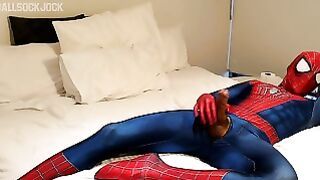 Hung Aroused Spiderman Shoots Big Web