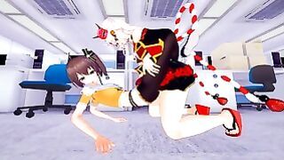 Nakiri Ayame and Natsuiro Matsuri – Wild school fuck in VTuber hentai porn