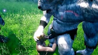 Two Bulls Take Advantage of a Femboy Wild Life