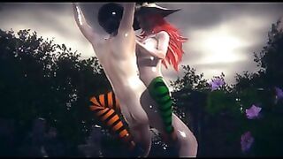 Witch Has Sex With Moist Clothes in the Rain