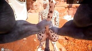 Wild Life Cheetah Girl Takes on Big Rhino Cock POV