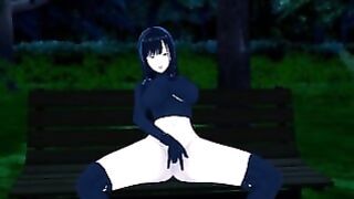 3d Hentai Reika Shimohira Masturbates in the Backyard