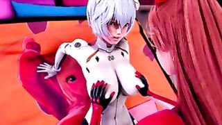 Asuka and Rei f. a Juicy Fuck [futa X Futa]