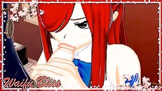 Erza Scarlet Bathroom Oral Sex Tough
