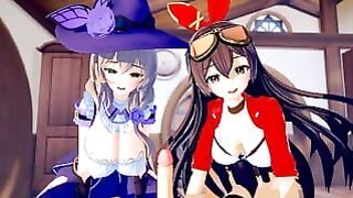 Genshin Impact: Threesome With Amber and Lisa (3d Hentai)