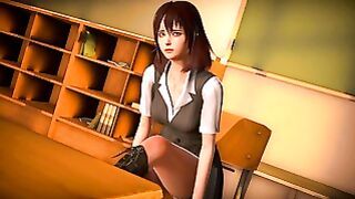 3d Porn)(3d Hentai) Beautiful Teacher in Foursome After Classes.
