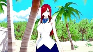 Nerd Boy Fuck Erza Scarlet and Creampie All the Time