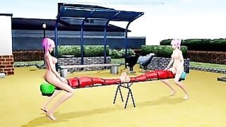 Lets Play at the Seesaw (yuri BDSM Sex) – 3d Mmd