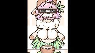 Coconut Shake [pixel Anime Game] Huge Tits Milking at the Beach