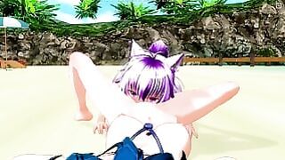 3d Hentai Yuri Schoolgirls Have Fun at the Coast