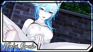Eula Fingering Herself and Having a Spraying Orgasm – Genshin Impact Hentai