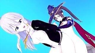 Futa Genshin Impact Mona X Wandering Witch Elaina 3d Hentai