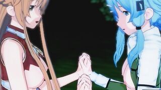 Sword Art Online - Asuna X Sinon 3D Hentai Threesome