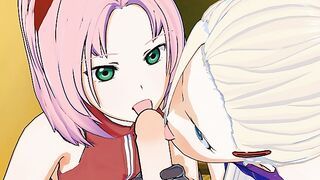Naruto - Sakura Haruno X Ino Yamanaka Threesome 3D Hentai