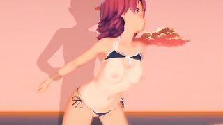 Uruka Takemoto at the Beach - We Never Learn / Bokuben - 3D Hentai