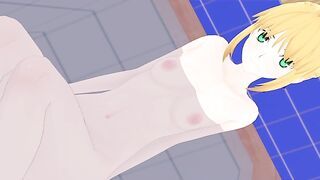 VR 360 Video Anime Saber Artoria Pendragon Fate series bathroom sex