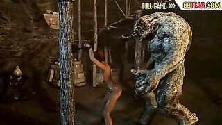 Tied Up Brunette is Fucked By Monsters