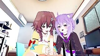Reality Pov Okayu and Korone Threesome Fun! Doggirl and Catgirl Vtuber Licking Bonanza!
