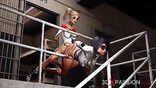 Harley Quinn Fucks Nasty a Female Prison officer With a Strapon