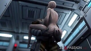 Sci-fi. alien Monster Fucks a Girl in the Mars Base Camping