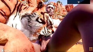 Furry Tiger Enjoys Gay Sex With Human Male