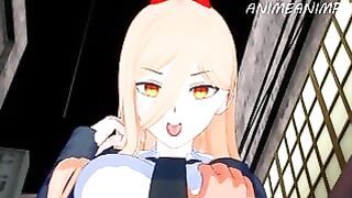 Chainsaw Man Demon With Big Boobs Power Takes Care of Denji’s Cock