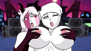 Friday Night Funkin animation Taki & Sarvente Rubbing & Fingering their Tits and Asses on Stage