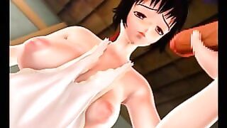 Busty Anime Girl Takes Big Dick in Mouth and Has It Filled With Cum