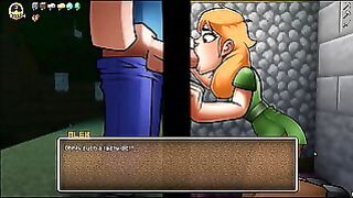 Hornycraft [parody Hentai Game Pornplay ] Ep.4 Alex is Blowing Steve Through A Minecraft Gloryhole
