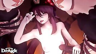 Hu Tao Jerks off A Couple of Hilichurls and Rubs their Dicks Against Her Boobs – Genshin Impact