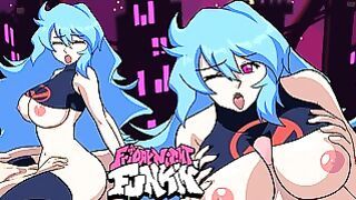 Friday Night Funkin animation Skyblue and Boyfriend Having Rough Fuck Titfuck Cumshot