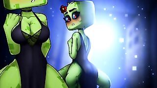 Minecraft Horny Craft #2 Creeper Girl Huge Tits Cosplay at Night