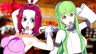 Code Geass – Bunny Girl Kallen X Futa C.c. Footjob and Cowgirl Hentai