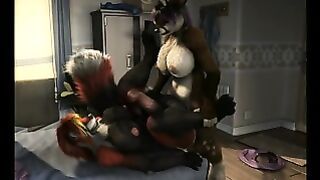 Futa Red Panda Having Fun With Futa Deer Hd By H0rs3