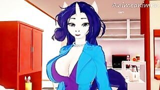 3D anthro unicorn takes on big human dick