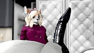 Sassy Red Panda Gets Taught Lecture By Huge Bad Wolf in Granda Costume – Second Life Yiff