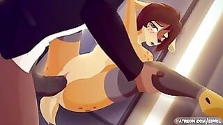 Furry Coworkers Public Quickie in the Office With Creampie