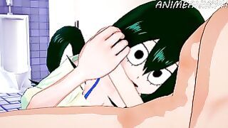 Deku Fucks Tsuyu Asui in the toilets until Creampie – My Hero Academia Hentai 3d Uncensored