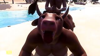 Furry Cow Girl Fucks With A Guy | Furry Monster| 3d Porn Rough Life