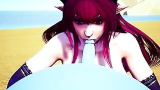 Demon Girl Sucking off A Bouncing Ball