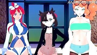 Pokemon Sex Party – Trainer Girls sonya, Skyla and Marnie Fucked at the Same Time until Creampie