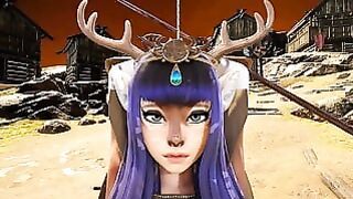 Deer-girl Freyja in the Viking Village [4k 60fps, 3d anime Game, Uncensored, Ultra Settings]