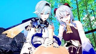 Genshin Impact: Threesome With Eula and Ganyu (3d Hentai)